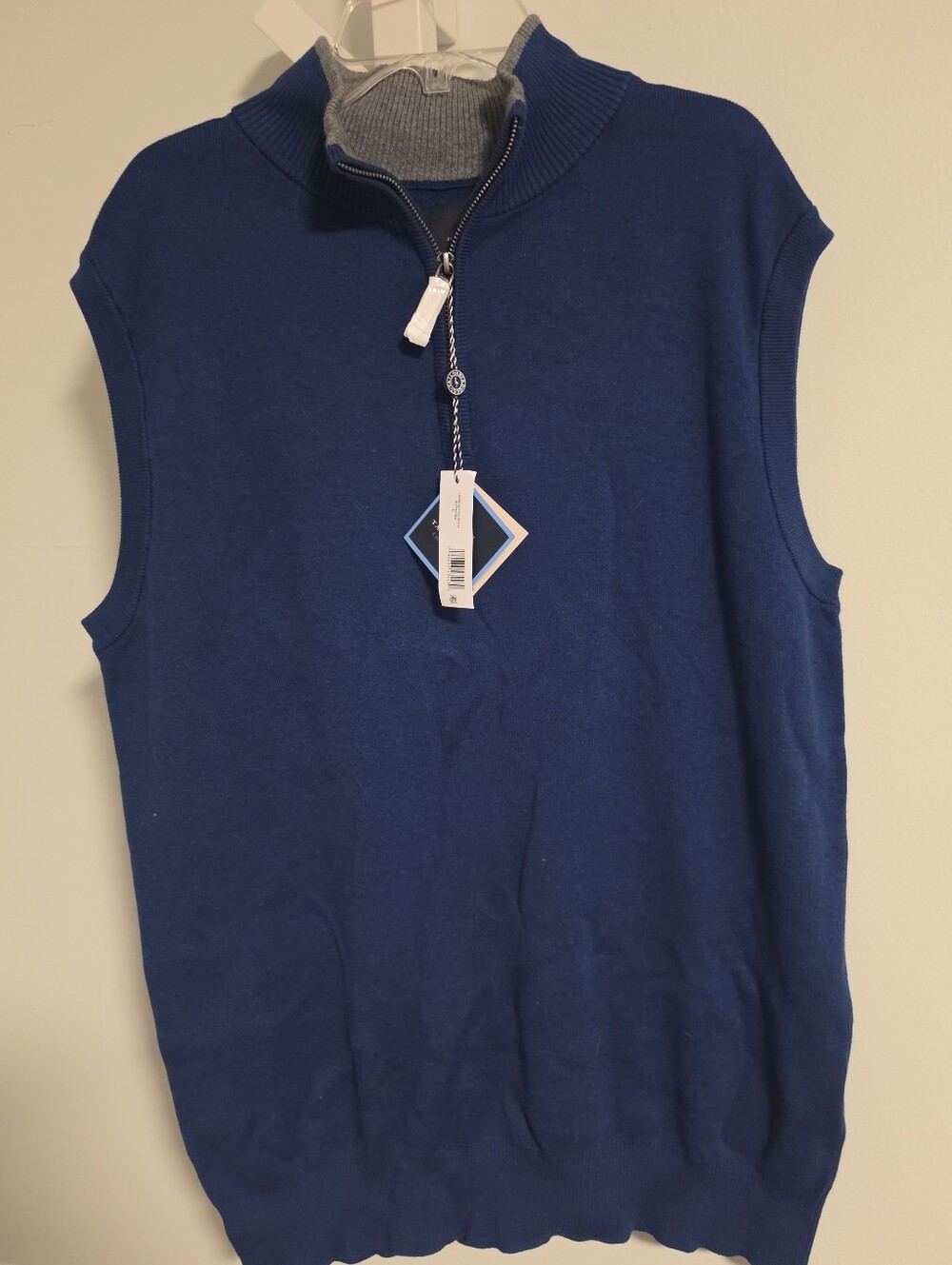 New! Tailorbyrd Fineknit Quarter Zip Pullover Sweater Vest Navy XL NWT Golf Prep